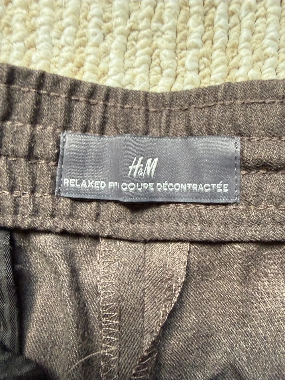 H&M Men's Dark Brown Relaxed Drawstring Chinos